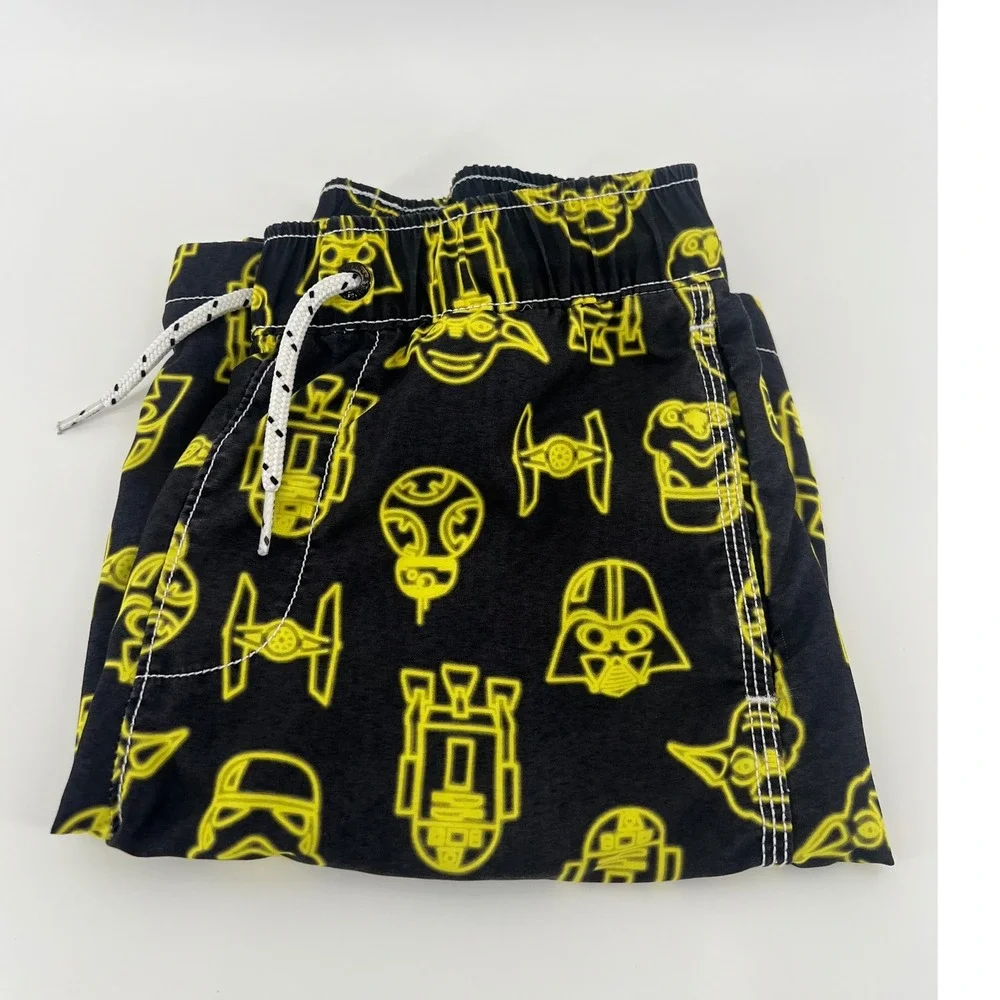 Gap Kids Star Wars Swim Trunks Black Neon Yellow Board Shorts Boys Medium M 8